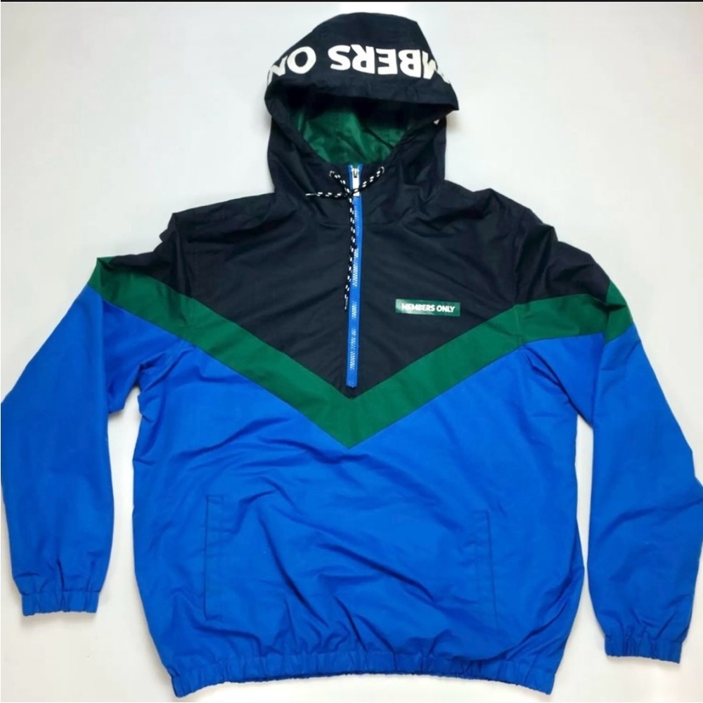 Members Only Mens S ColorBlock Chevron Popover Pullover Windbreaker Jacket